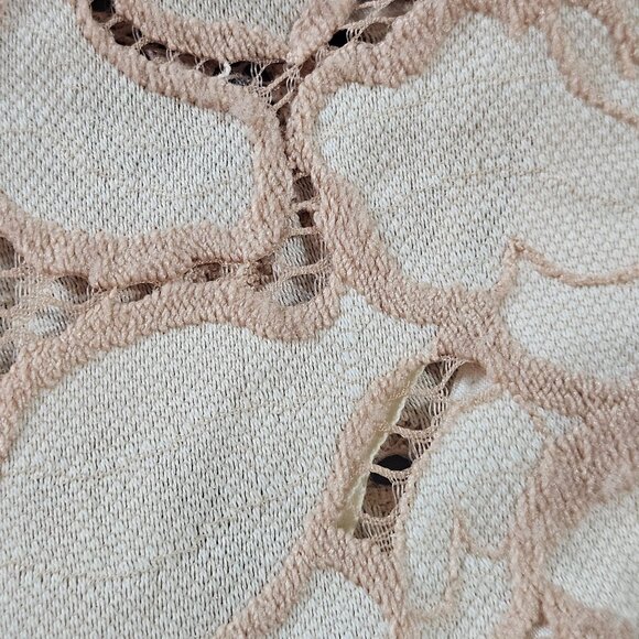 Free People Lace Mini Dress Beige XS Feminine Romantic Boho Chic Cottage core - Picture 11 of 14